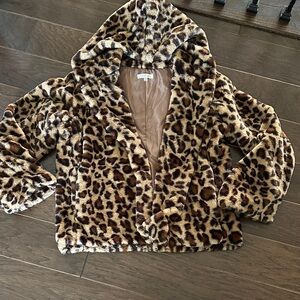 Plush Leopard Print Teddy Jacket